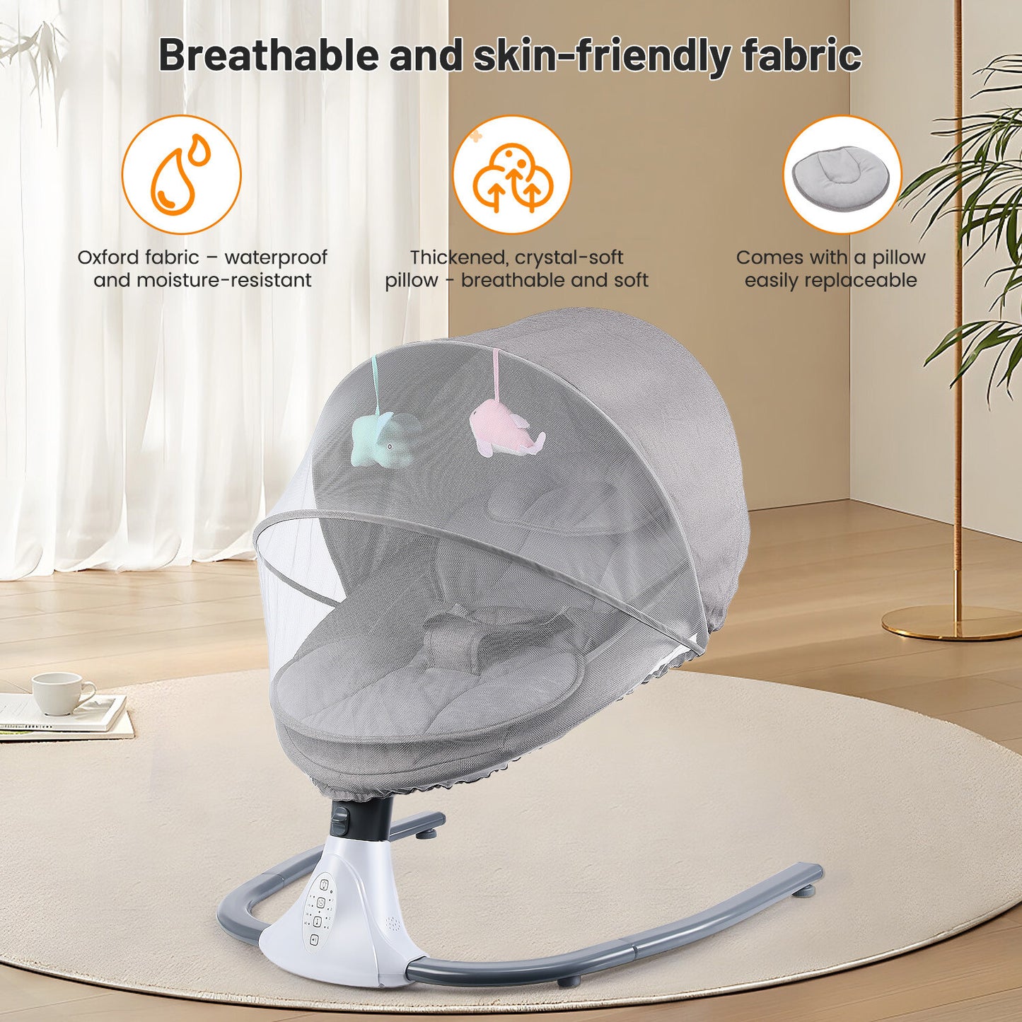Bluetooth Electric Baby Swing Infant Cradle Bouncer Rocker Chair Music Remote UK