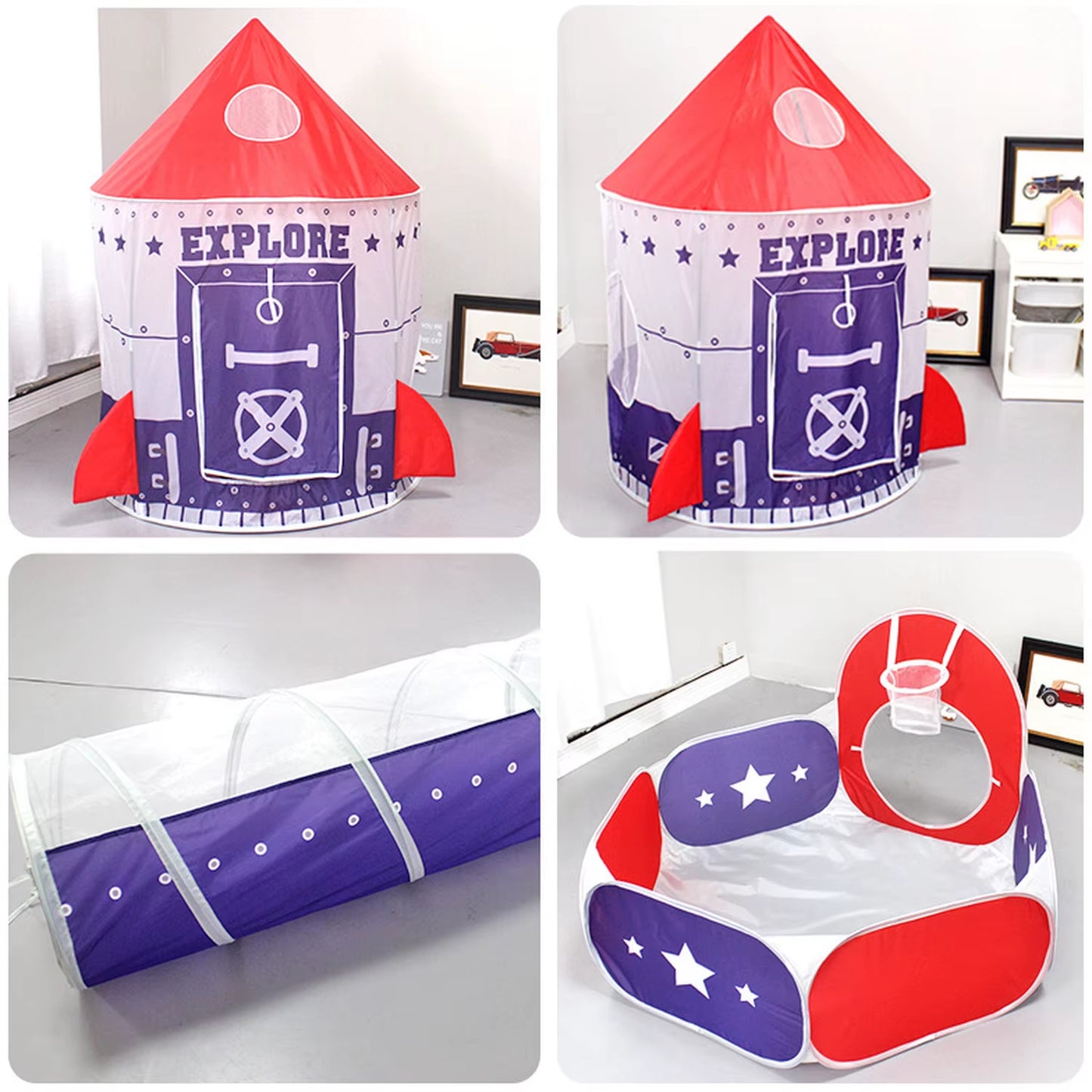 3 in 1 Play Tent for Kids Pop up Play Tent Tunnel with Ball Pit