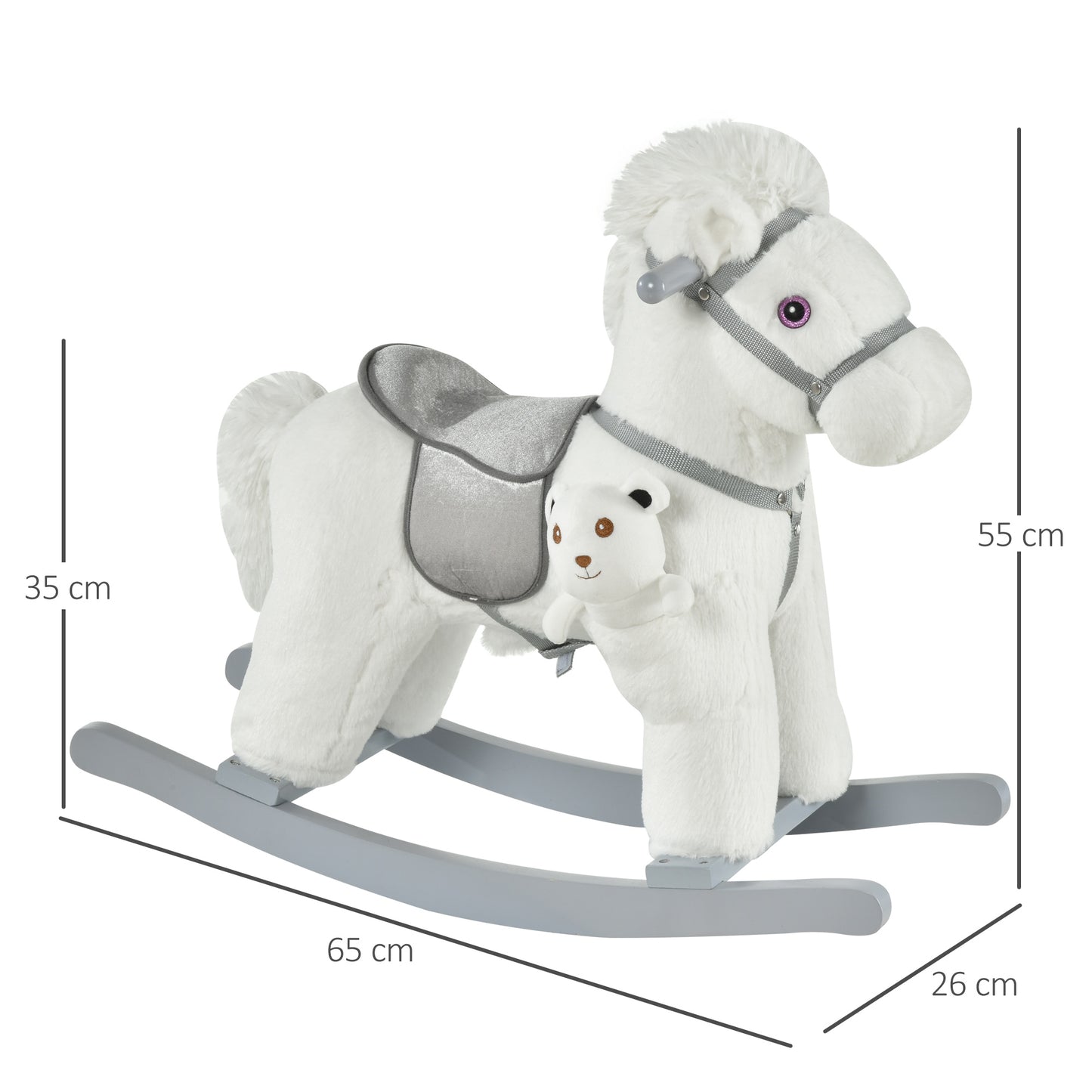 Kids Plush Ride-On Rocking Horse Rocker Plush Toy W/ Sounds for 18-36 Months