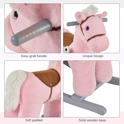 Kids Plush Ride-On Rocking Horse Rocker Plush Toy W/ Sounds for 18-36 Months