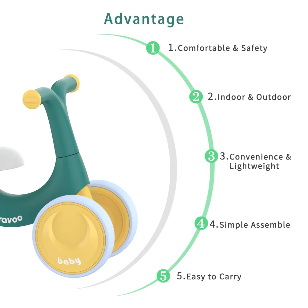 UBRAVOO Baby Balance Bike Toys, Baby Walker, Toddler Balance Bike 10-36 Month Ride on Toy Birthday Gift with 4 Wheels,No Pedal