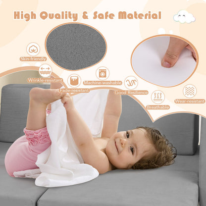 8-Piece Modular Kids Play Couch with Machine-Washable Covers