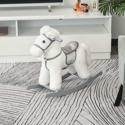 Kids Plush Ride-On Rocking Horse Rocker Plush Toy W/ Sounds for 18-36 Months