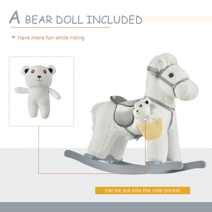 Kids Plush Ride-On Rocking Horse Rocker Plush Toy W/ Sounds for 18-36 Months