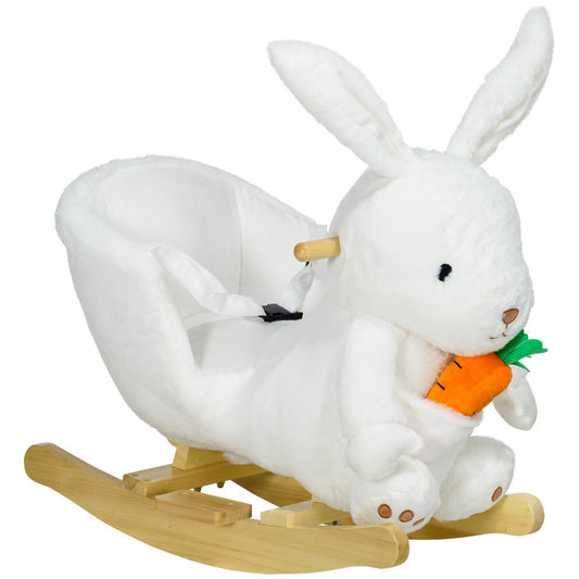 Kids Rocking Horse, Plush Rabbit-Shaped Baby Rocking Chair, for 18-36 Months