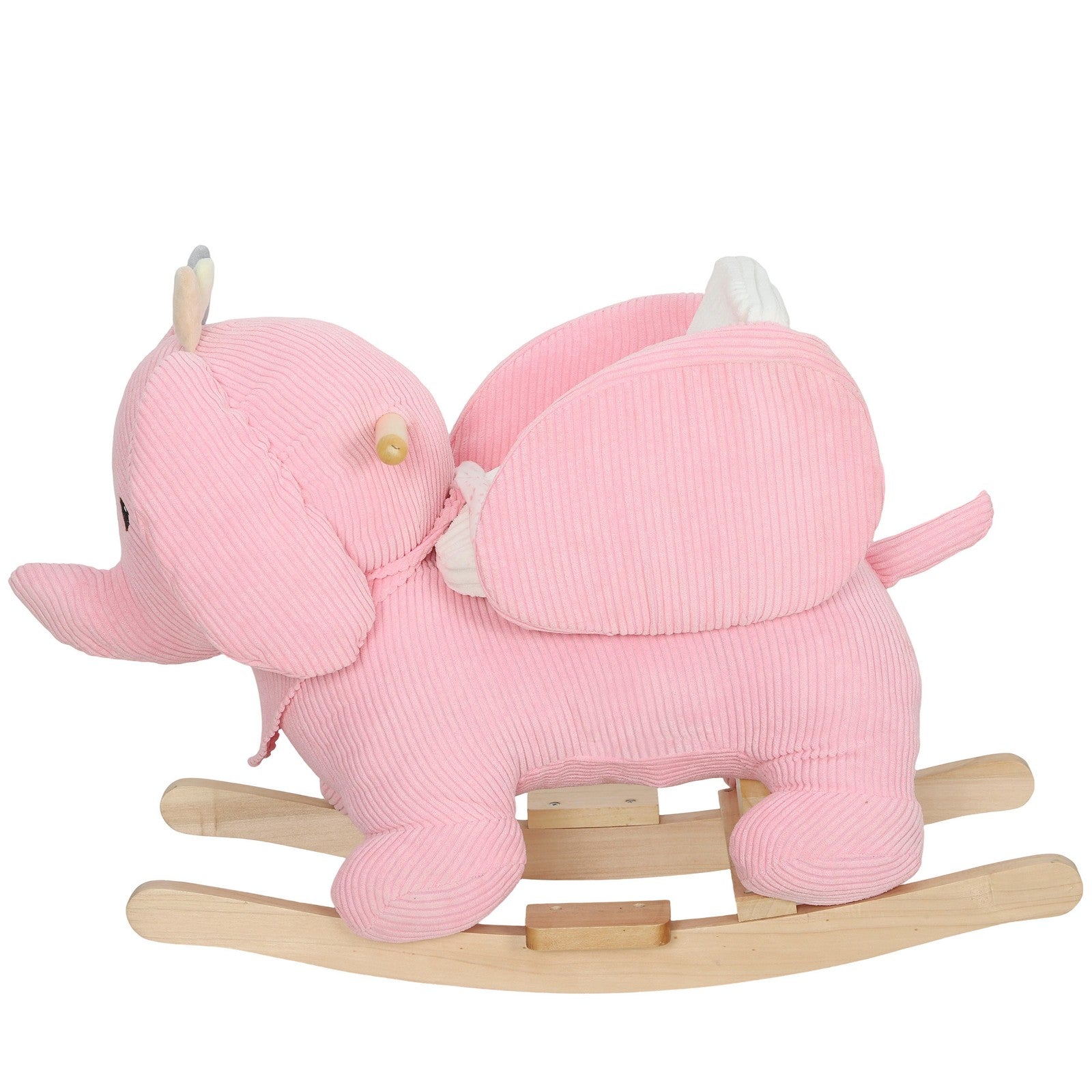 Kids Rocking Horse, Baby Ride on Elephant Rocker with Safety Belt, Pink