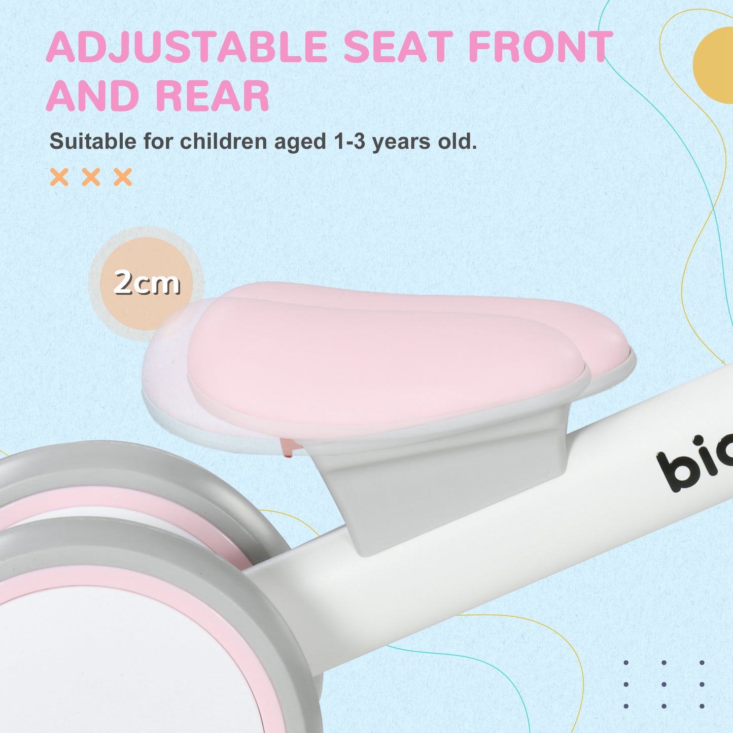 Kids Balance Bike for 1-3 Years Old, No Pedal Training Bike