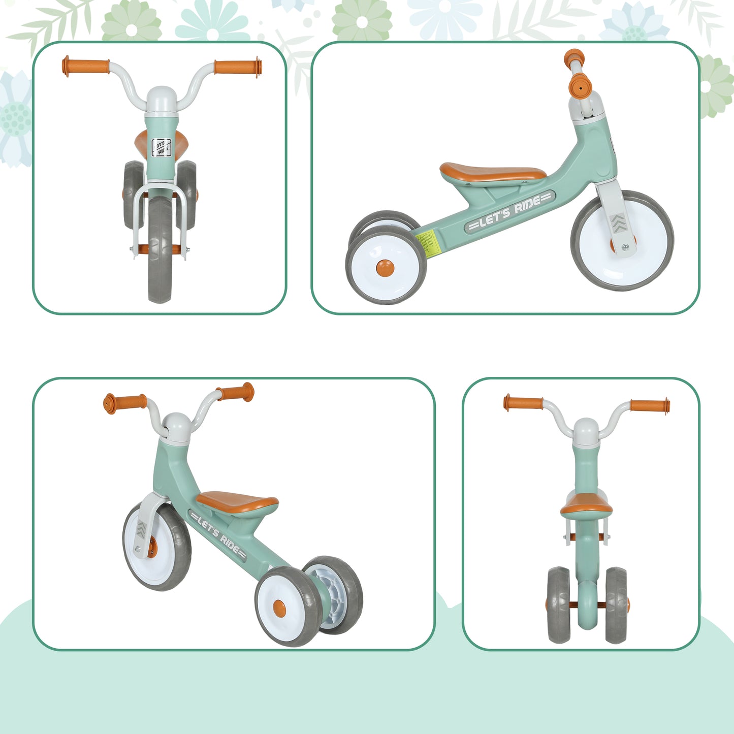 Toddler Balance Bike with No Pedal, 3 Silence Wheels for Indoor Outdoor