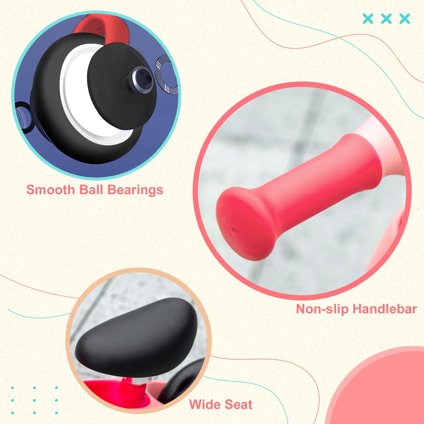 Baby Balance Bike for Toddlers 1.5 - 3 Years Old W/ Adjustable Seat