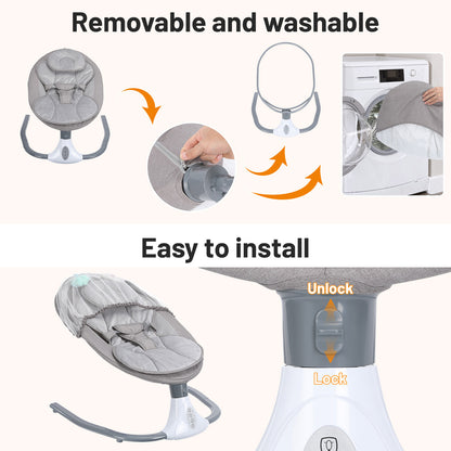 Bluetooth Electric Baby Swing Infant Cradle Bouncer Rocker Chair Music Remote UK