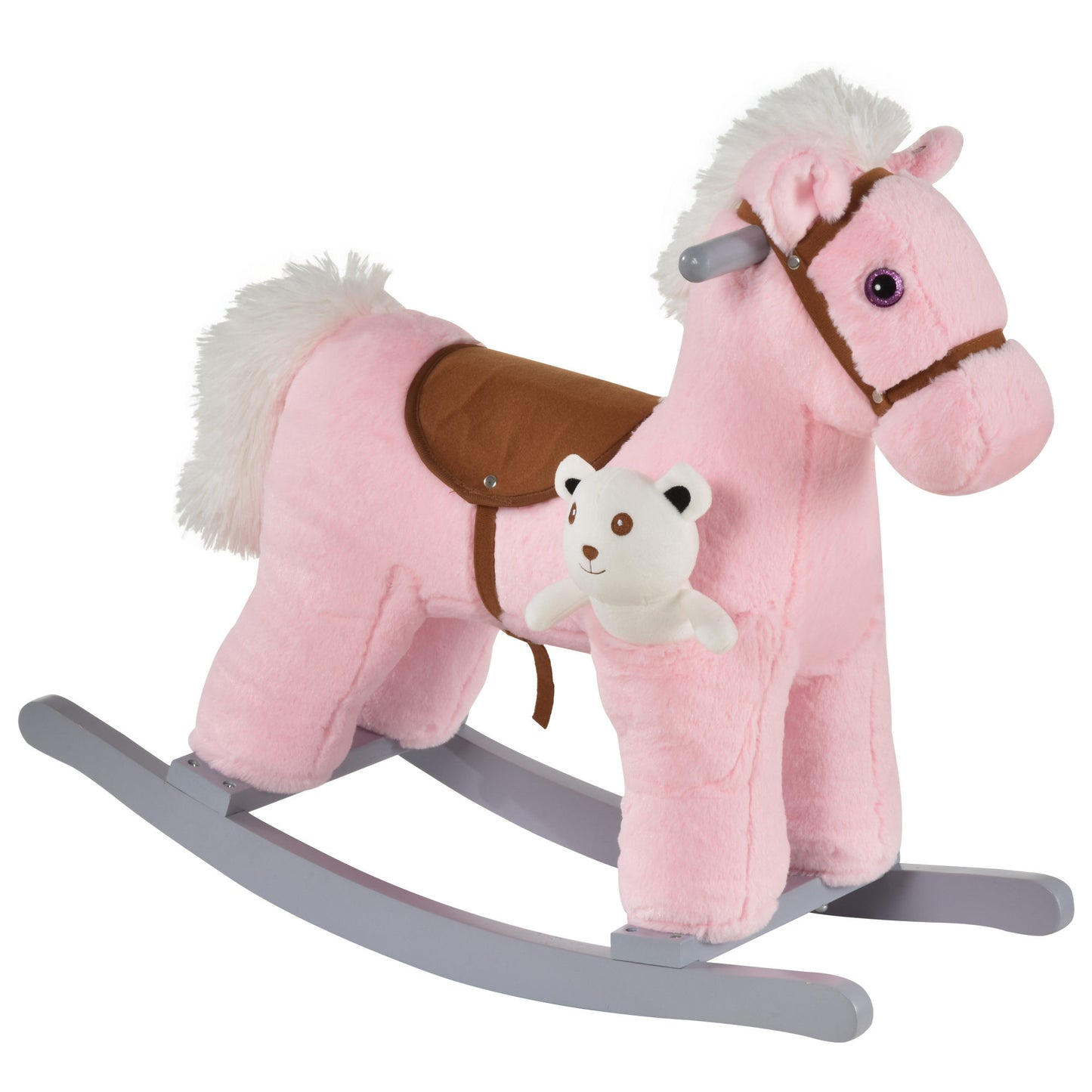 Kids Plush Ride-On Rocking Horse Rocker Plush Toy W/ Sounds for 18-36 Months