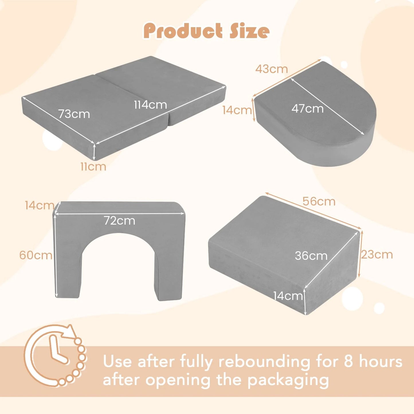 8-Piece Modular Kids Play Couch with Machine-Washable Covers