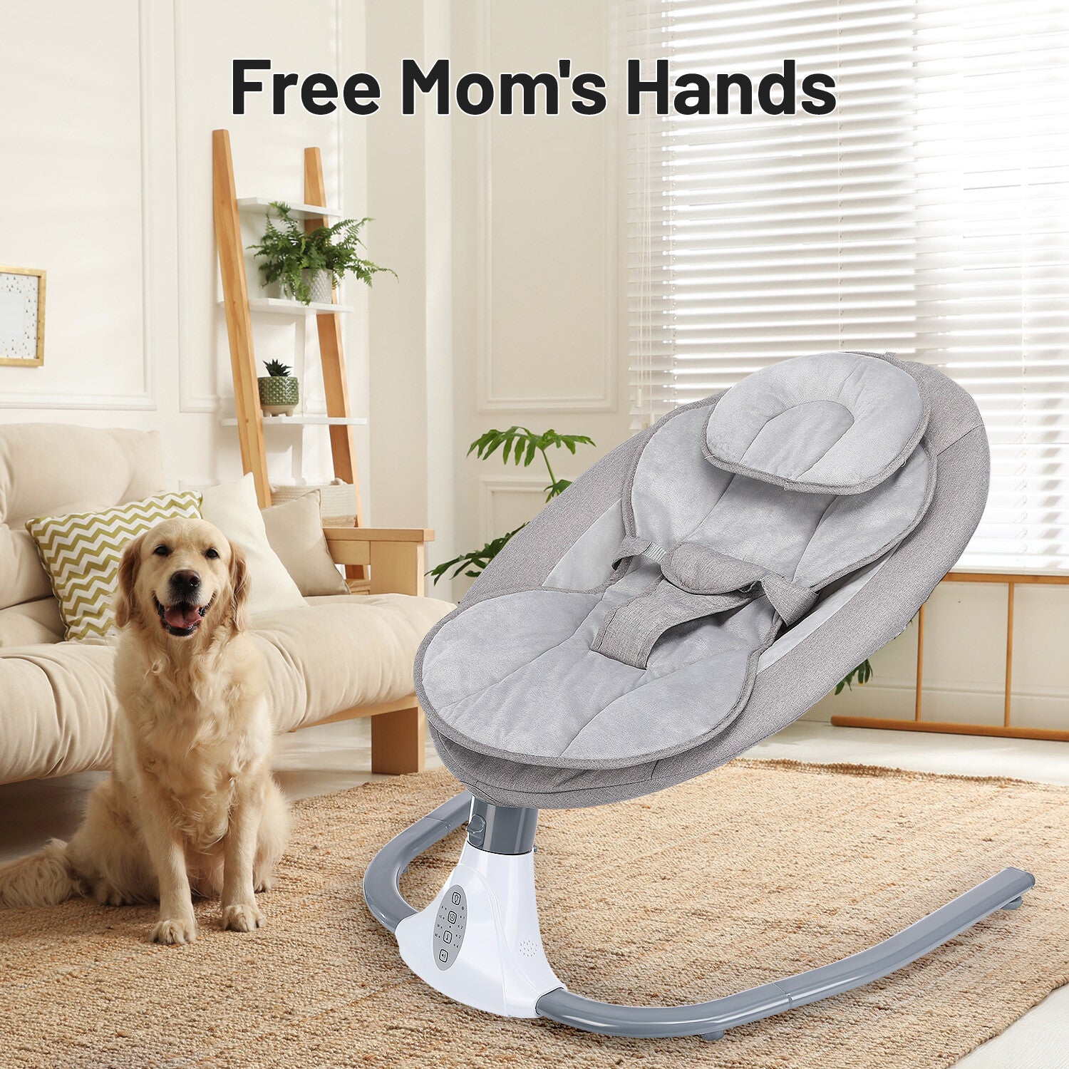 Bluetooth Electric Baby Swing Infant Cradle Bouncer Rocker Chair Music Remote UK