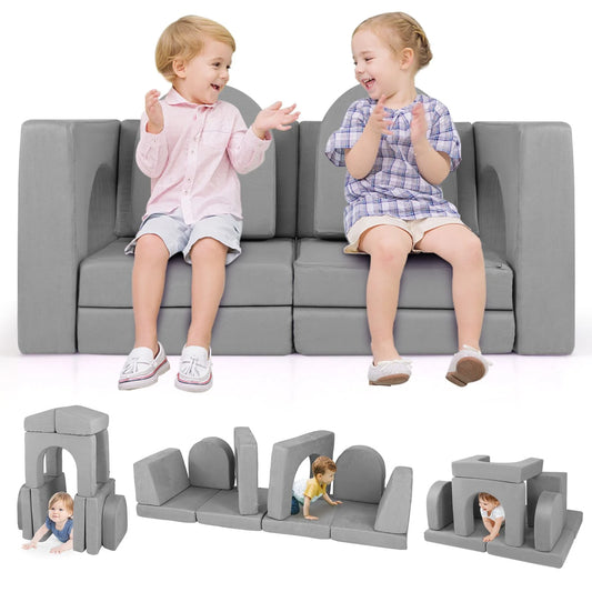 8-Piece Modular Kids Play Couch with Machine-Washable Covers