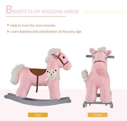 Kids Plush Ride-On Rocking Horse Rocker Plush Toy W/ Sounds for 18-36 Months