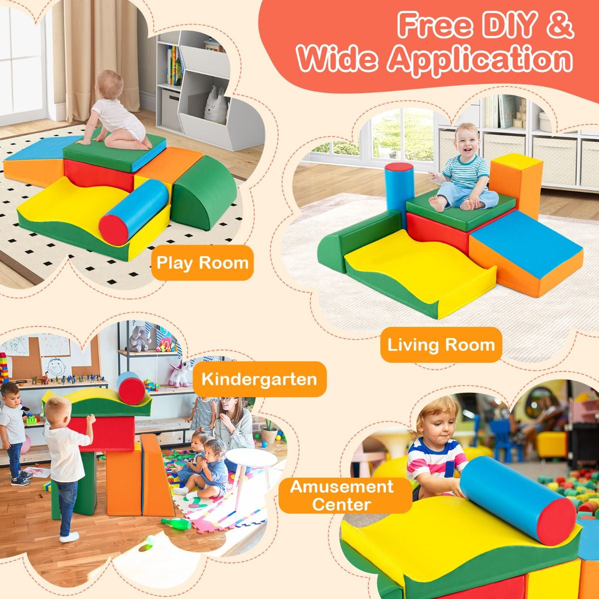 7-Piece Toddlers Colorful Climbing Toys with EPE Foam