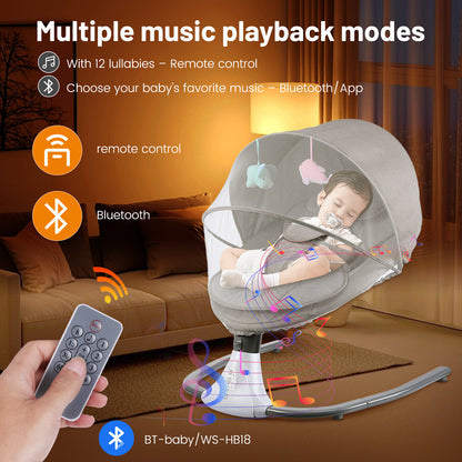 Bluetooth Electric Baby Swing Infant Cradle Bouncer Rocker Chair Music Remote UK