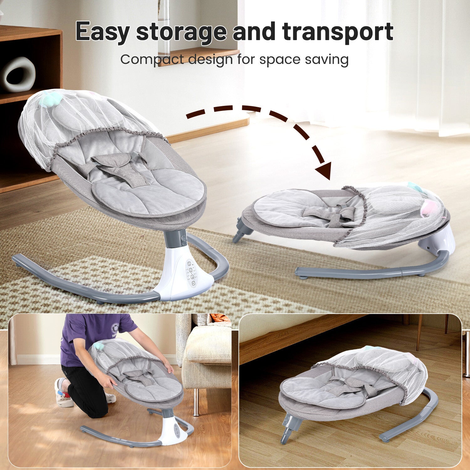 Bluetooth Electric Baby Swing Infant Cradle Bouncer Rocker Chair Music Remote UK