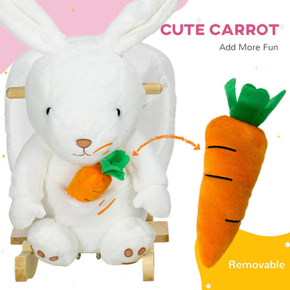 Kids Rocking Horse, Plush Rabbit-Shaped Baby Rocking Chair, for 18-36 Months