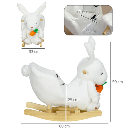 Kids Rocking Horse, Plush Rabbit-Shaped Baby Rocking Chair, for 18-36 Months