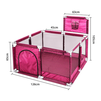 Large Baby Playpen with Basketball Hoop Extra Wide Portable Play Yard