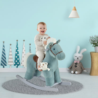 Kids Plush Ride-On Rocking Horse Rocker Plush Toy W/ Sounds for 18-36 Months