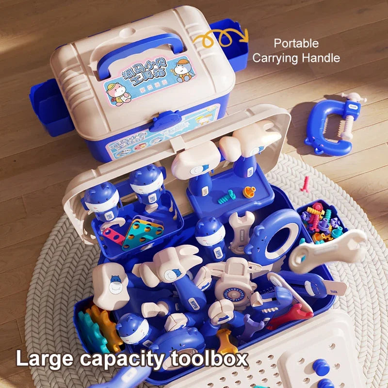 Educational Pretend Play Construction Children Home Toolbox Simulation Drill Screw Removal Puzzle Multi-Functional Assembly Toy