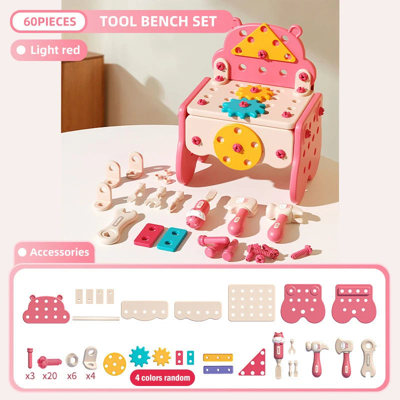 Toolbox Simulation Drill Screw Removal Puzzle Multi-Functional Assembly Toy Pretend Play Construction Children Xmas Toys Gifts