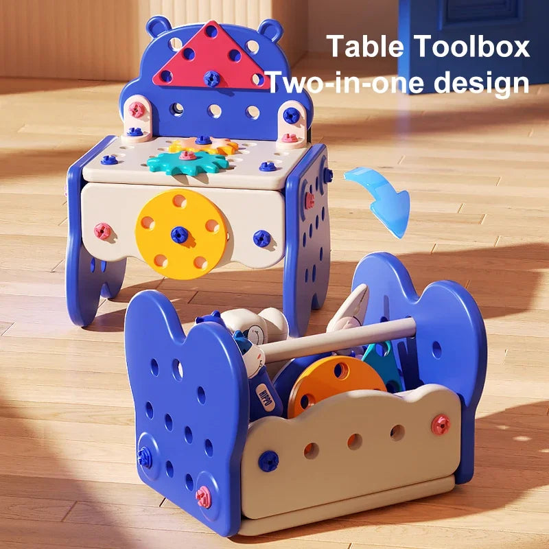 Educational Pretend Play Construction Children Home Toolbox Simulation Drill Screw Removal Puzzle Multi-Functional Assembly Toy