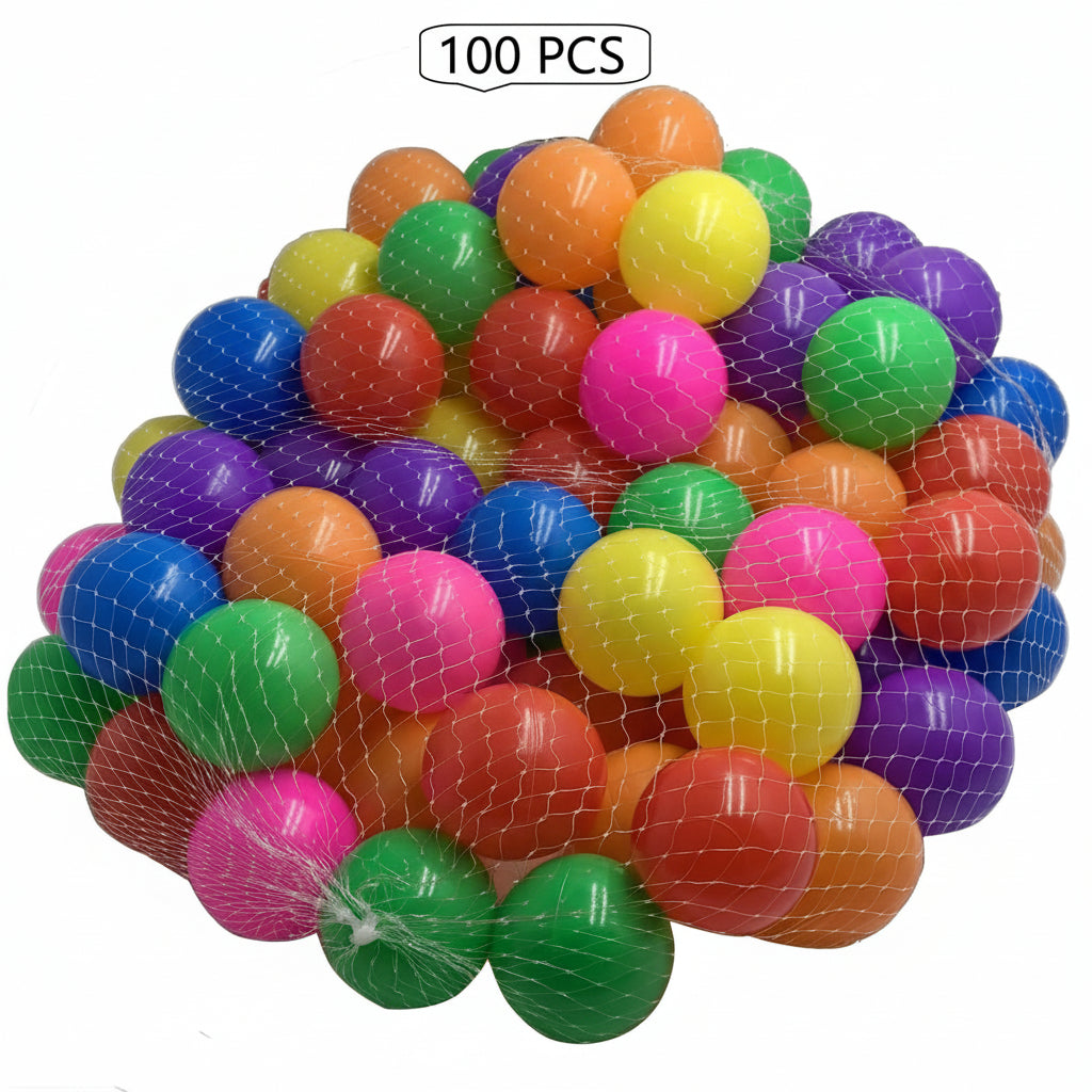 100 Pack PLASTIC SOFT PLAY BALLS for CHILDREN PIT BALL MULTICOLOURED