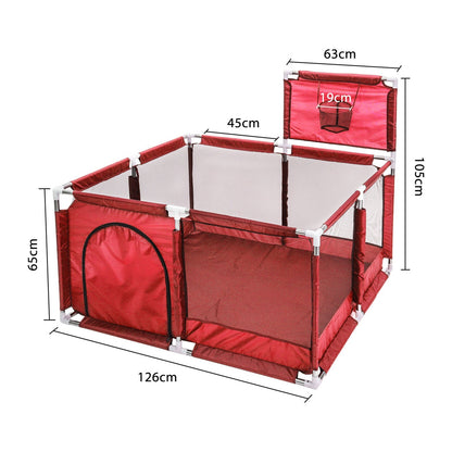 Large Baby Playpen with Basketball Hoop Extra Wide Portable Play Yard