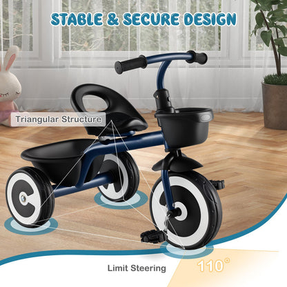 Toddler Tricycle Kids Trike with Adjustable Seat for 1.5-5 Years Old