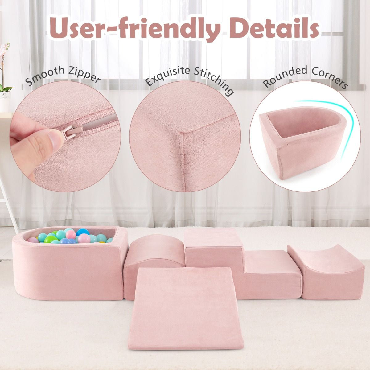 5-Piece Climb and Crawl Playset with Ball Pit for Kids (Ocean Balls Not Included)