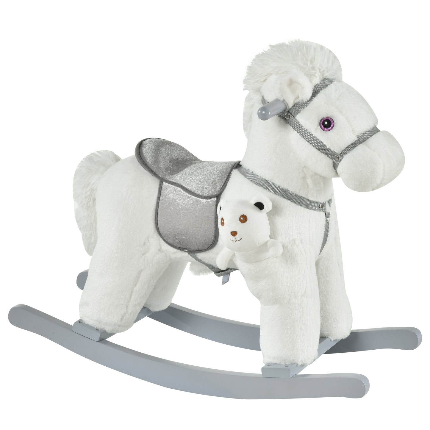 Kids Plush Ride-On Rocking Horse Rocker Plush Toy W/ Sounds for 18-36 Months