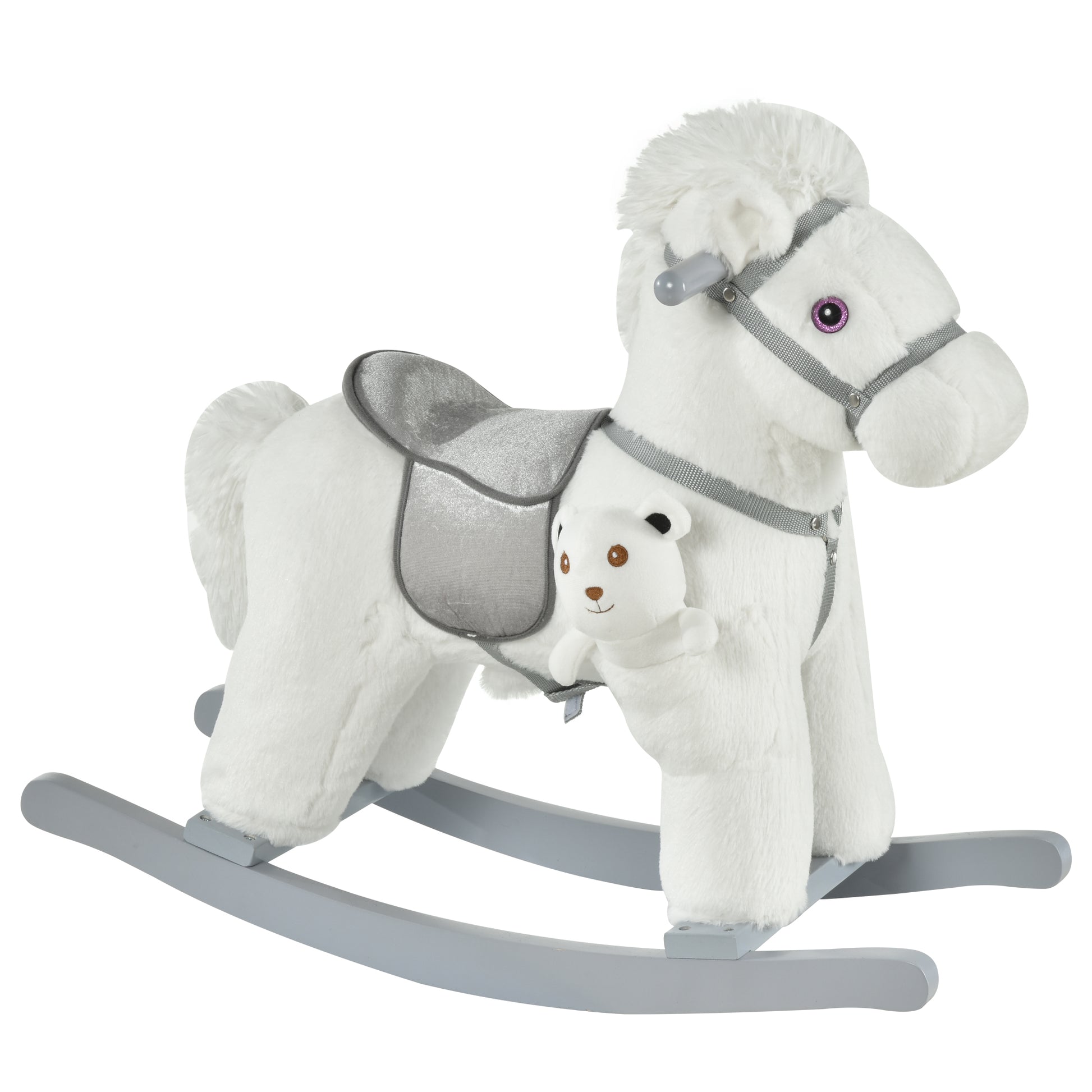 Kids Plush Ride-On Rocking Horse Rocker Plush Toy W/ Sounds for 18-36 Months