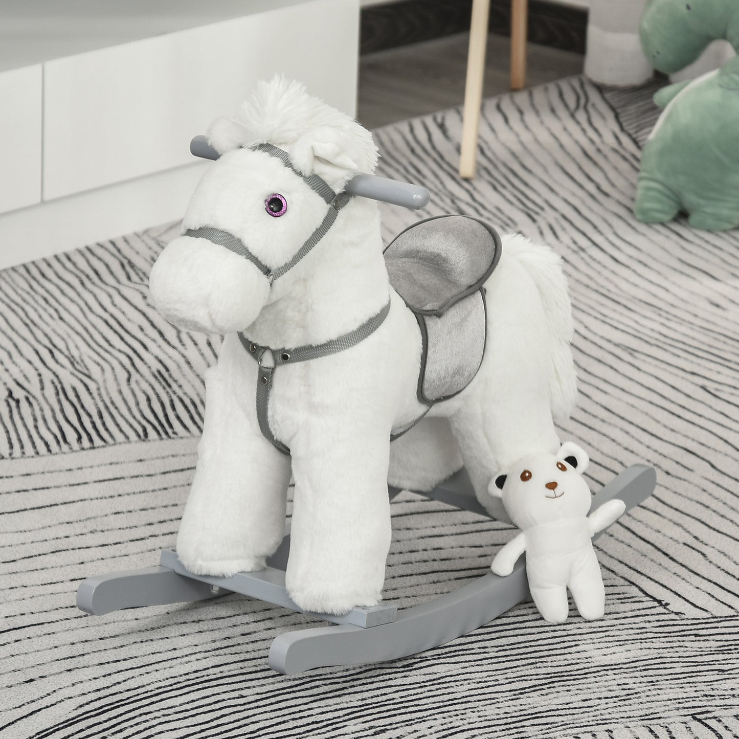 Kids Plush Ride-On Rocking Horse Rocker Plush Toy W/ Sounds for 18-36 Months