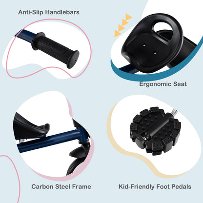 Toddler Tricycle Kids Trike with Adjustable Seat for 1.5-5 Years Old