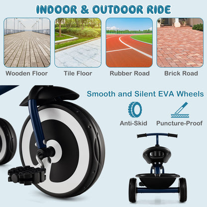 Toddler Tricycle Kids Trike with Adjustable Seat for 1.5-5 Years Old