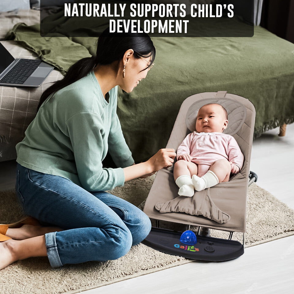 Newborn Baby Bouncer Infant Speaker Colorful Lights Foldable Chair Rocking Seat