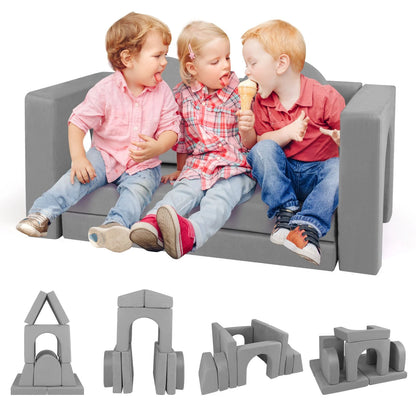 8-Piece Modular Kids Play Couch with Machine-Washable Covers