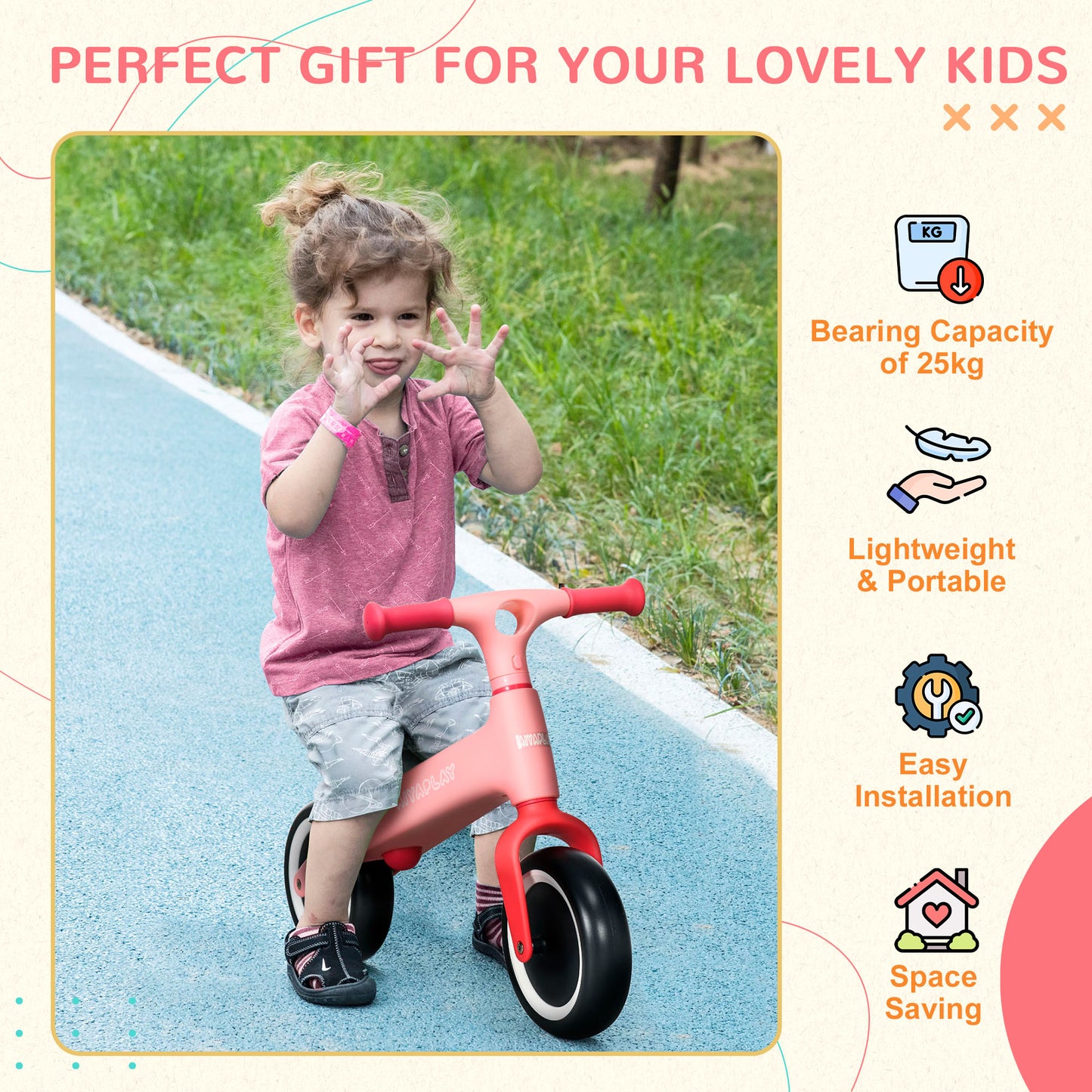 Baby Balance Bike for Toddlers 1.5 - 3 Years Old W/ Adjustable Seat