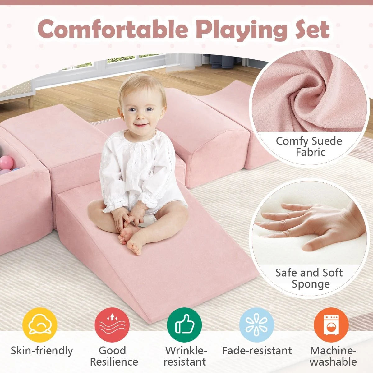 5-Piece Climb and Crawl Playset with Ball Pit for Kids (Ocean Balls Not Included)