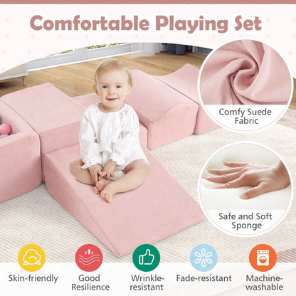 5-Piece Climb and Crawl Playset with Ball Pit for Kids (Ocean Balls Not Included)