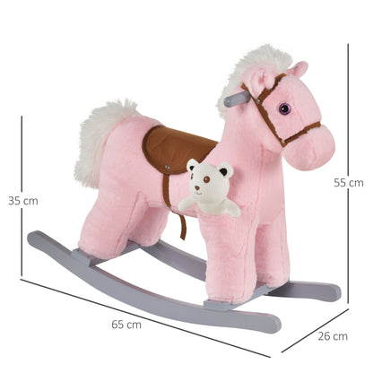 Kids Plush Ride-On Rocking Horse Rocker Plush Toy W/ Sounds for 18-36 Months