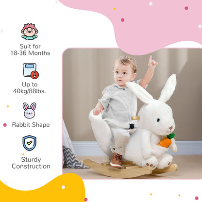 Kids Rocking Horse, Plush Rabbit-Shaped Baby Rocking Chair, for 18-36 Months