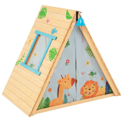 2-In-1 Children Climbing Playhouse with Front Bell and Window