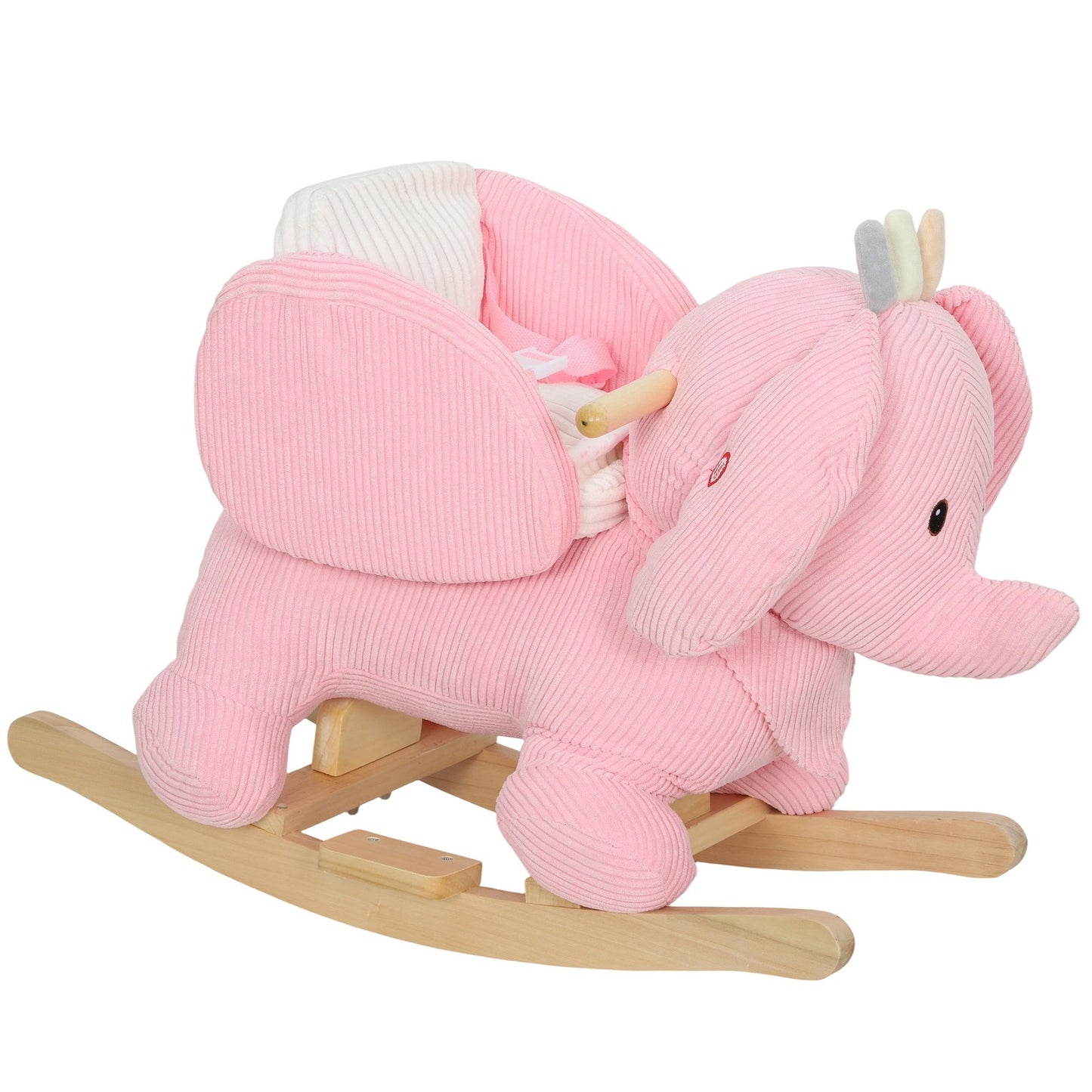 Kids Rocking Horse, Baby Ride on Elephant Rocker with Safety Belt, Pink