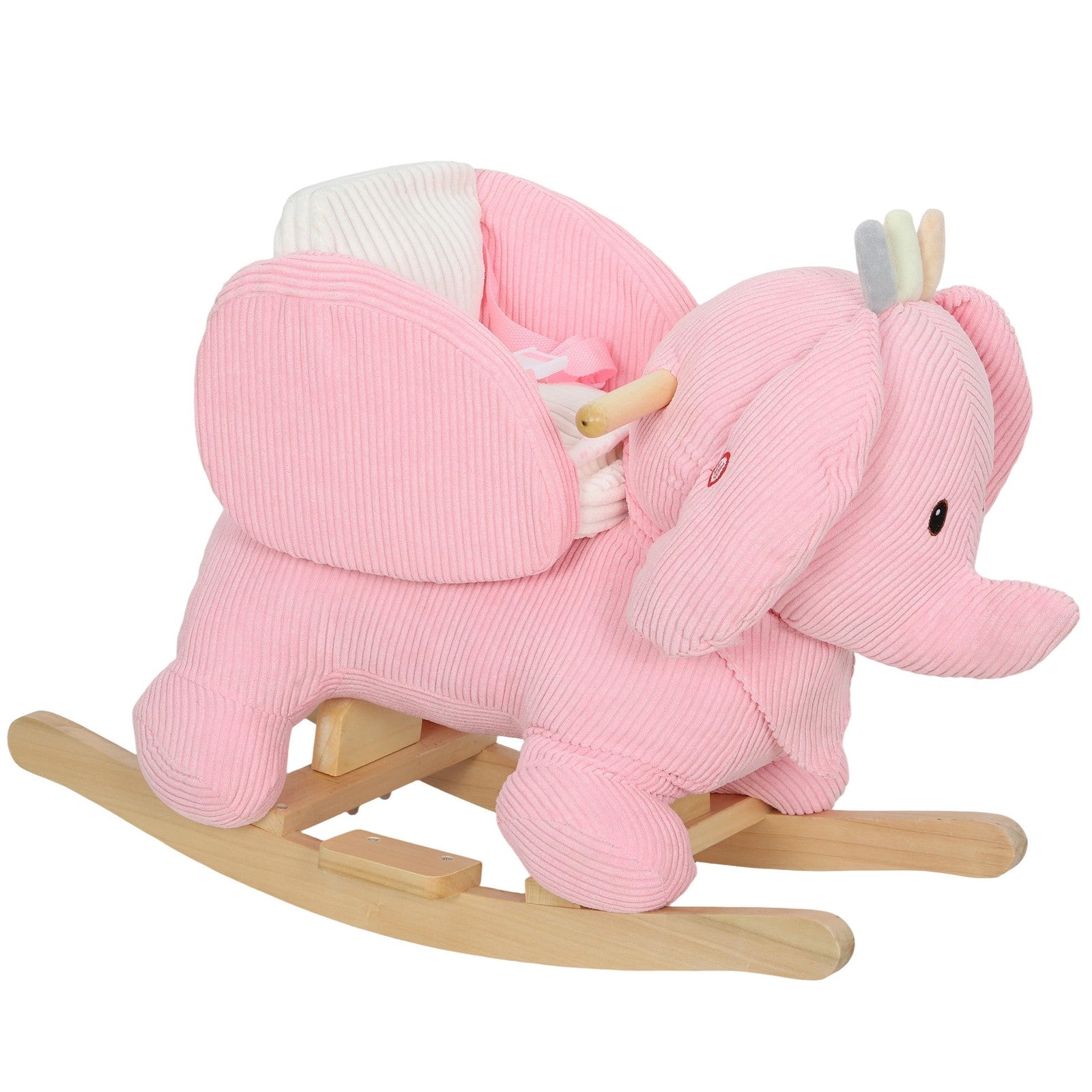 Kids Rocking Horse, Baby Ride on Elephant Rocker with Safety Belt, Pink