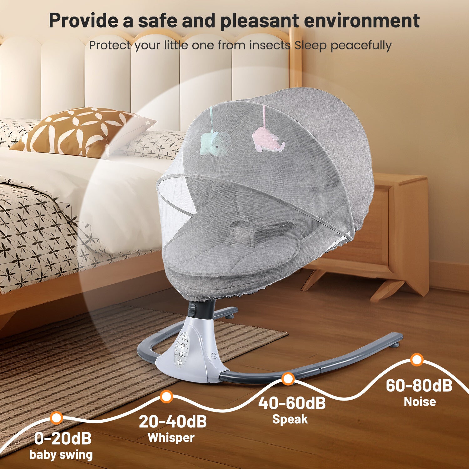 Bluetooth Electric Baby Swing Infant Cradle Bouncer Rocker Chair Music Remote UK