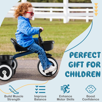 Toddler Tricycle Kids Trike with Adjustable Seat for 1.5-5 Years Old